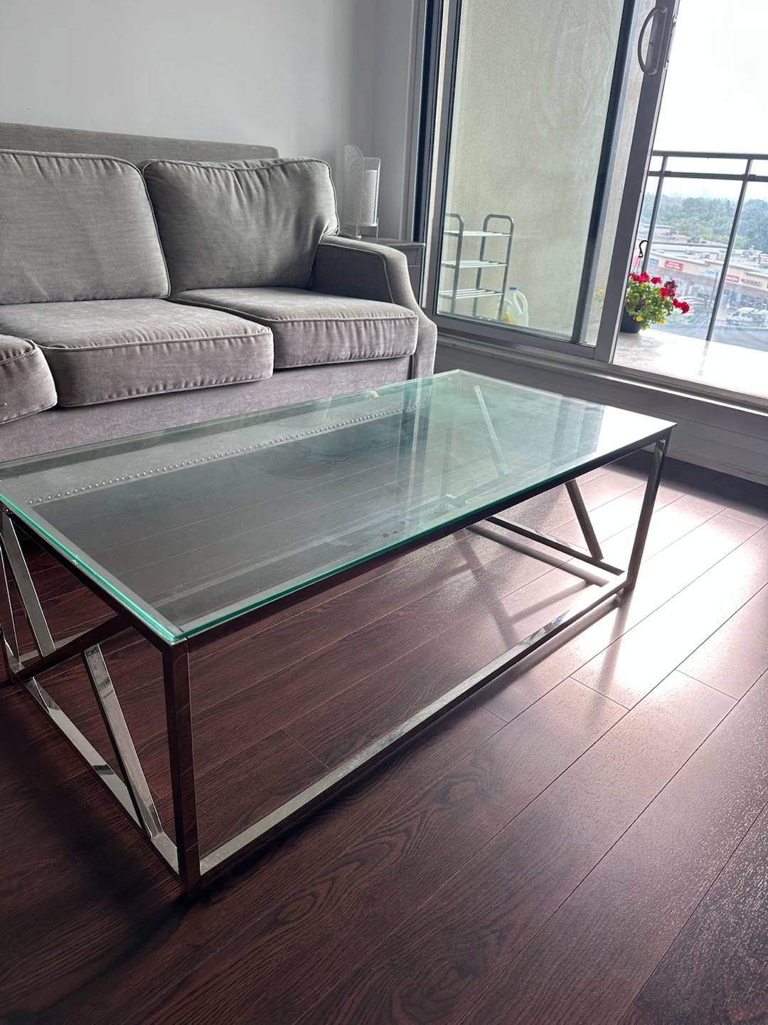 Glass Top Coffee Table with Metal Frame - photo 3