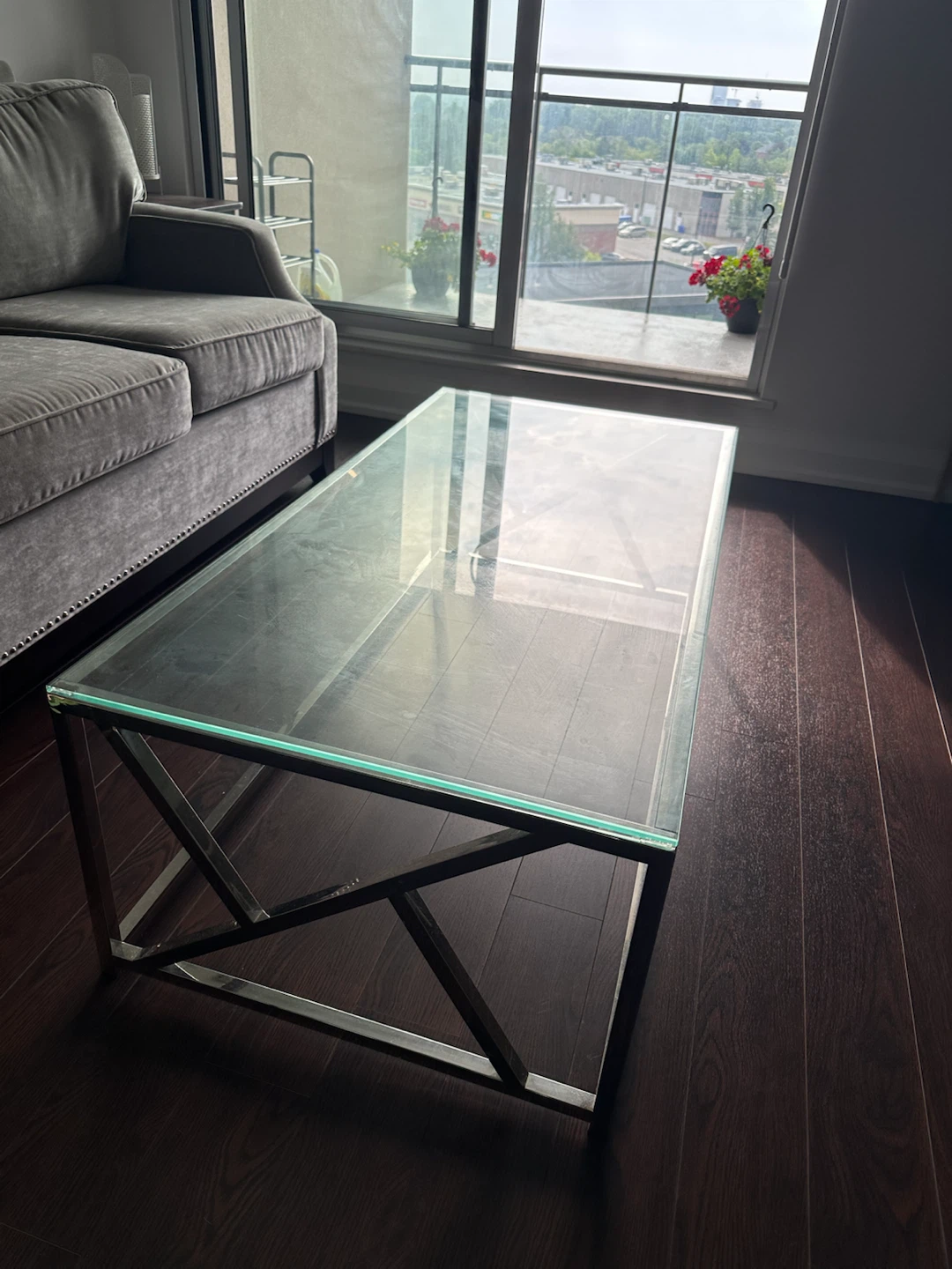 Glass Top Coffee Table with Metal Frame - photo 4