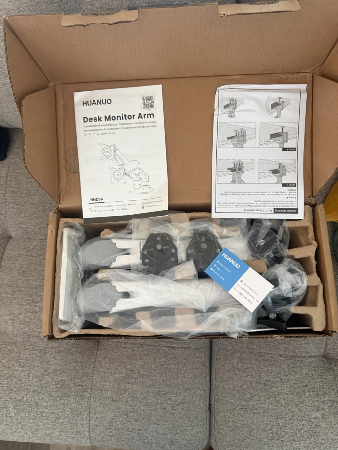HUANUO DS6 Essential Dual Monitor Arm - White - photo 2