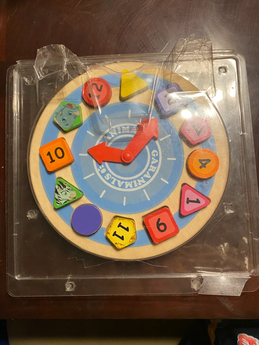 Wooden Shape Sorter Clock Toy