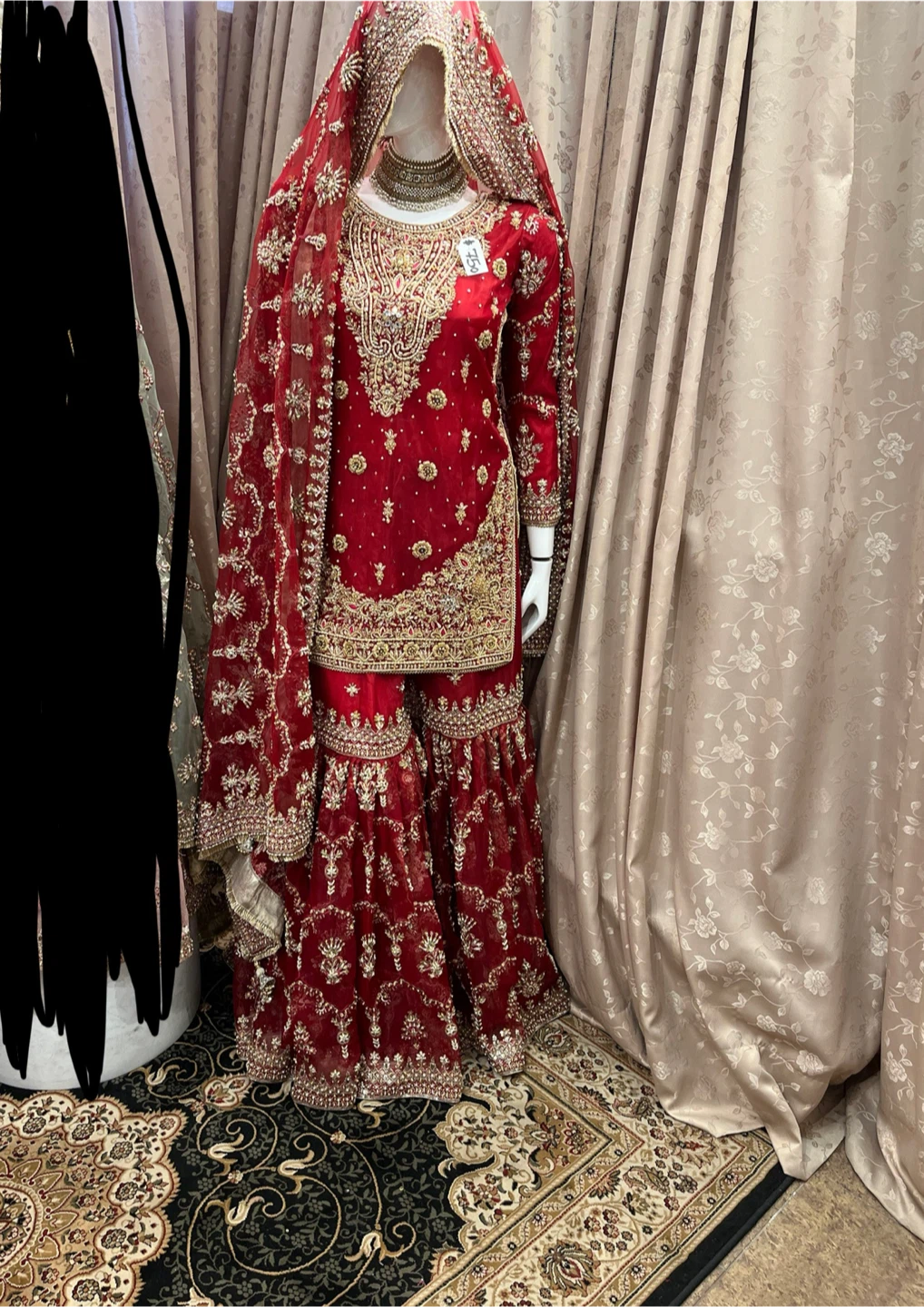 Sharara suit with handwork of Zardosi, stones and beads - photo 2