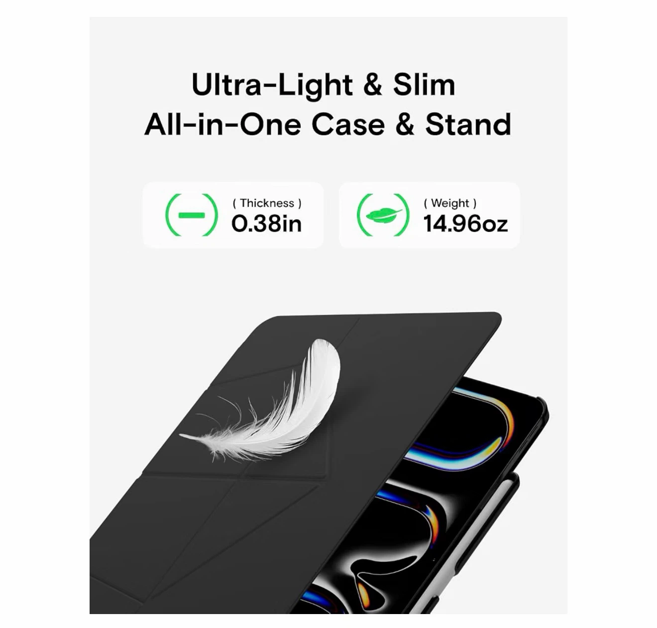 Black Ultra-Light Slim Case & Stand for iPad Air 13" (M3/M2) - photo 3