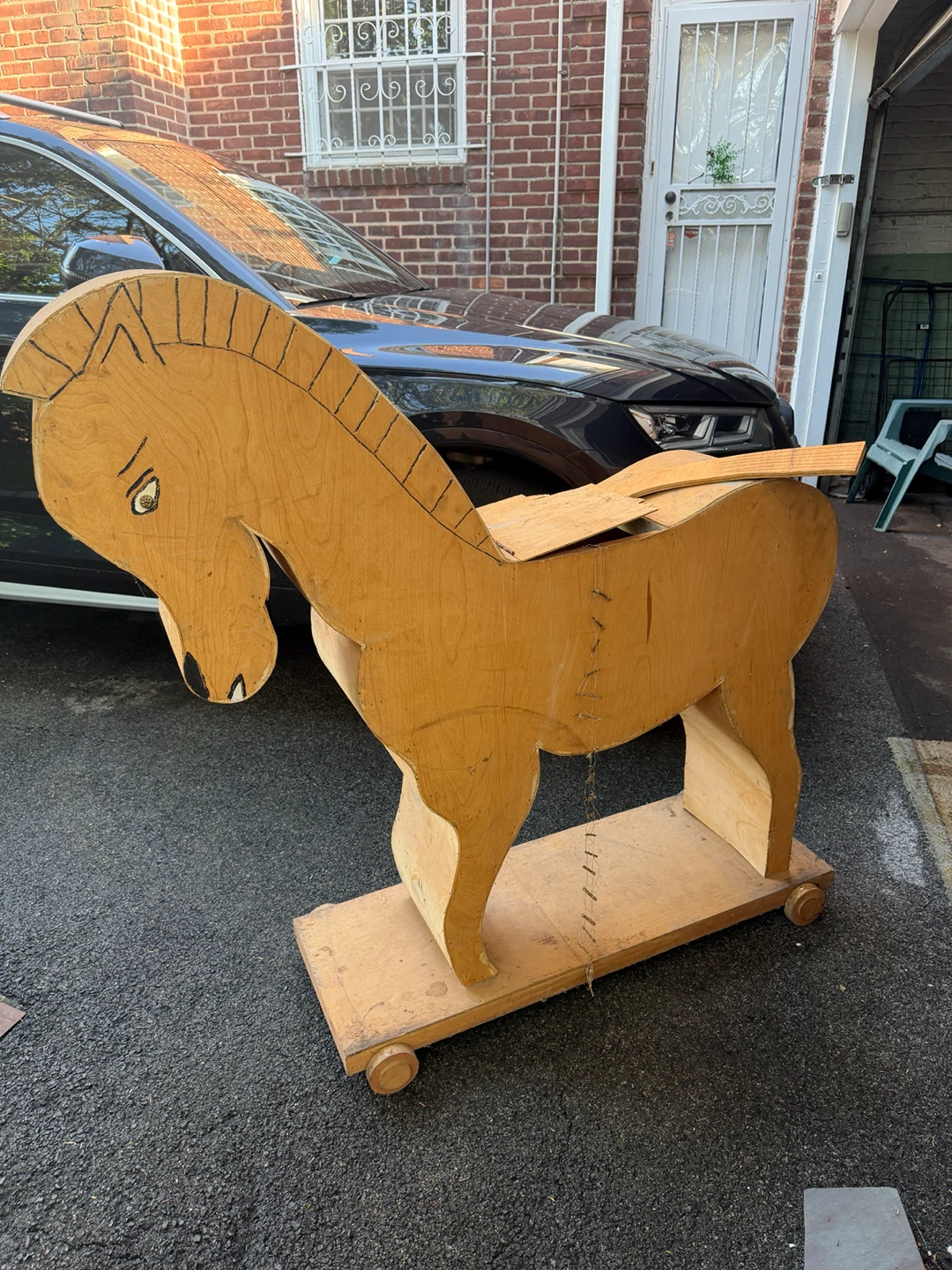 Wooden Trojan Horse on Wheels