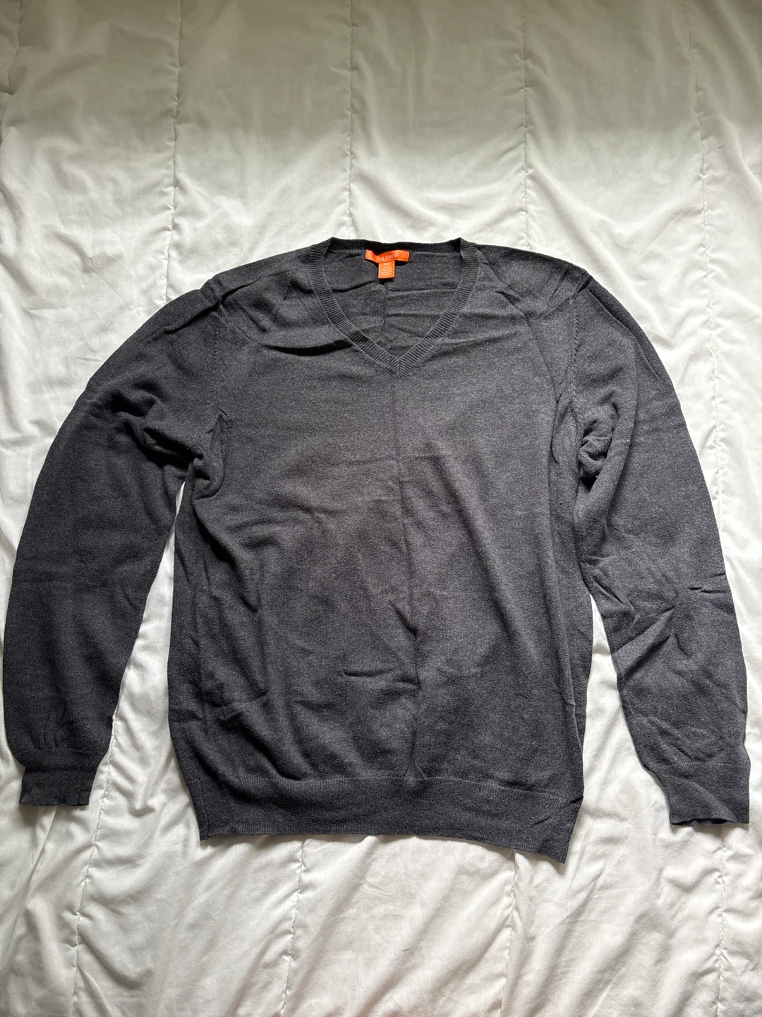 Grey V-Neck Knit Sweater