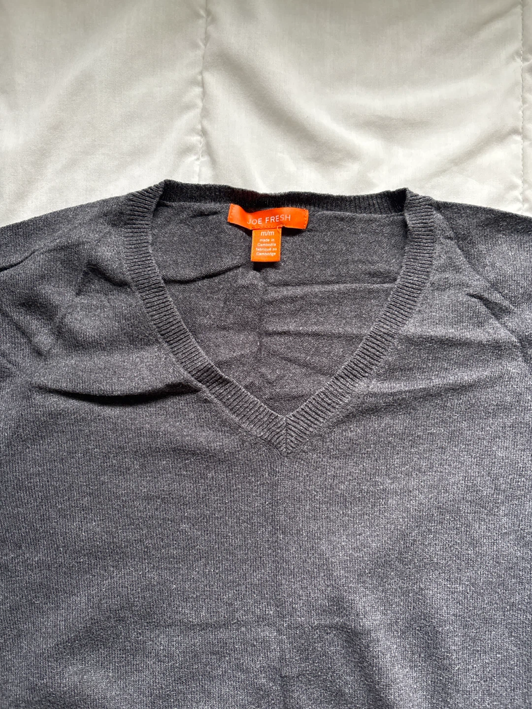 Grey V-Neck Knit Sweater - photo 2