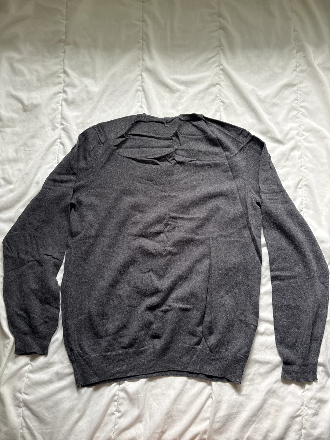Grey V-Neck Knit Sweater - photo 3