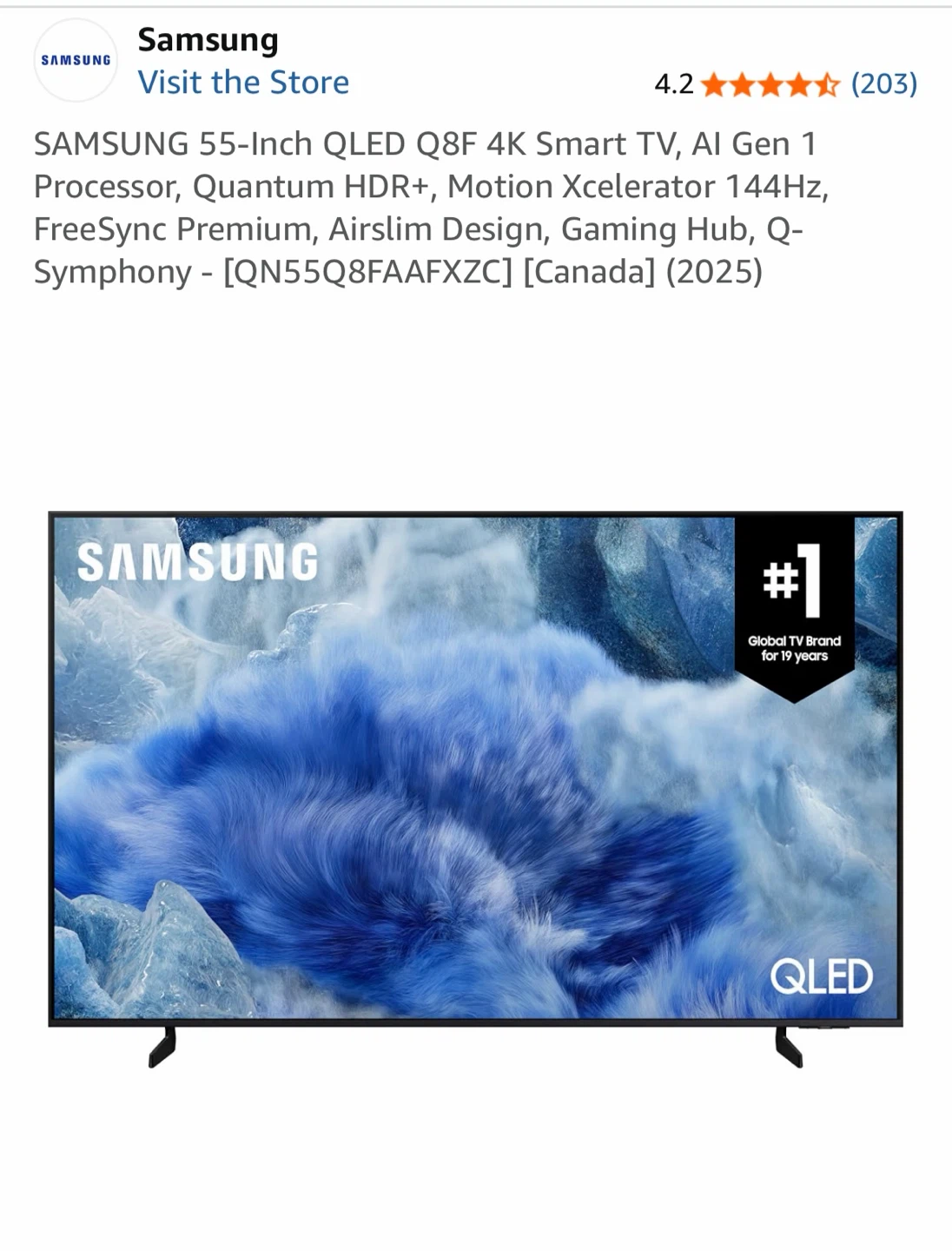 Samsung 55-Inch QLED 4K Smart TV