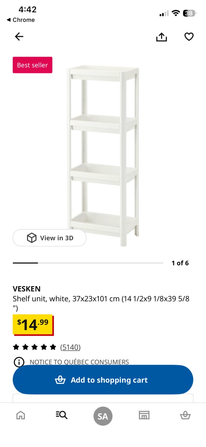 IKEA VESKEN Shelf Unit - White