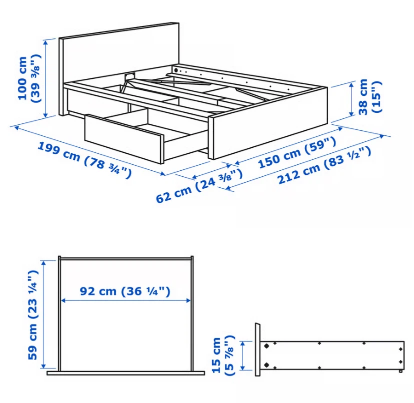 IKEA MALM Full Size Storage Bed with Nighstand (CAN DELIVER) - photo 2