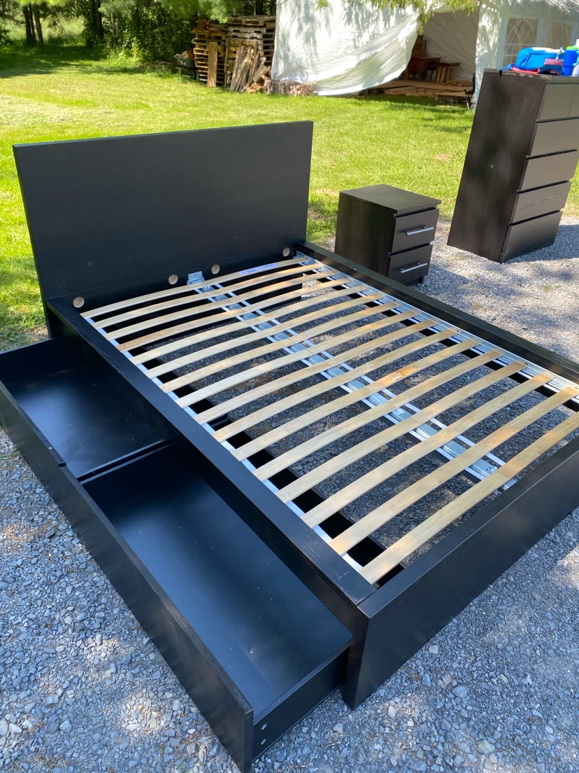 IKEA MALM Full Size Storage Bed with Nighstand (CAN DELIVER) - photo 4