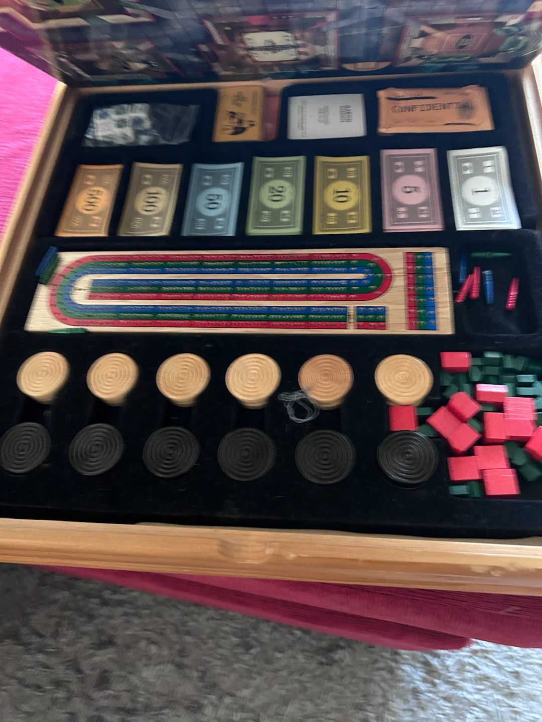 Monopoly, Clue. Checker & Cribbage Board Game Set - photo 2
