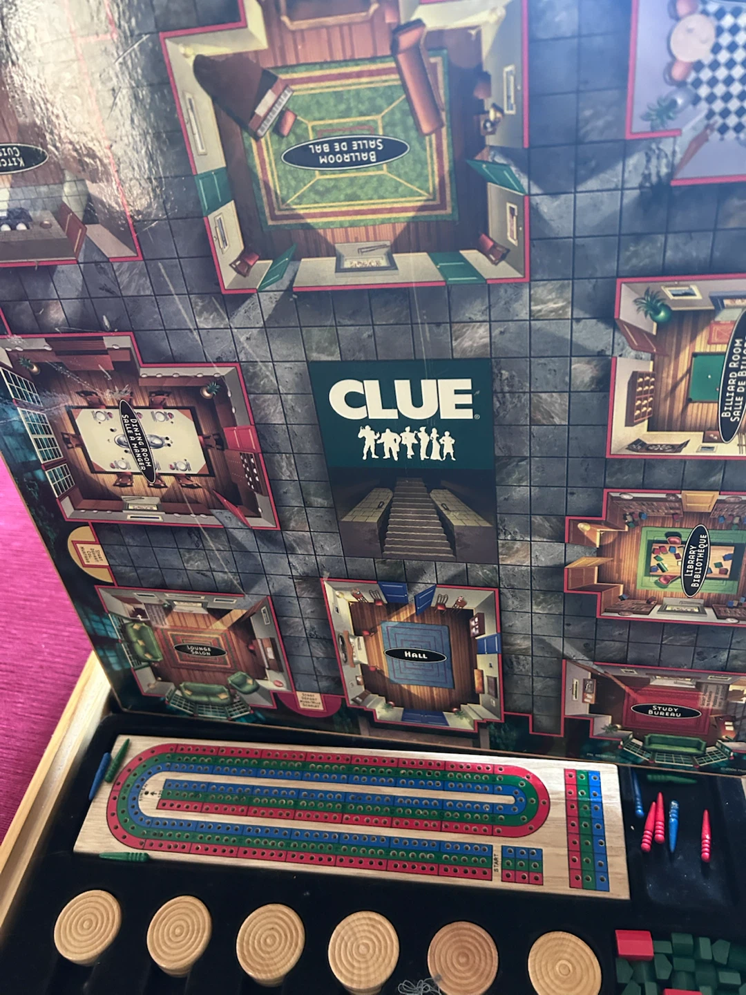 Monopoly, Clue. Checker & Cribbage Board Game Set - photo 3
