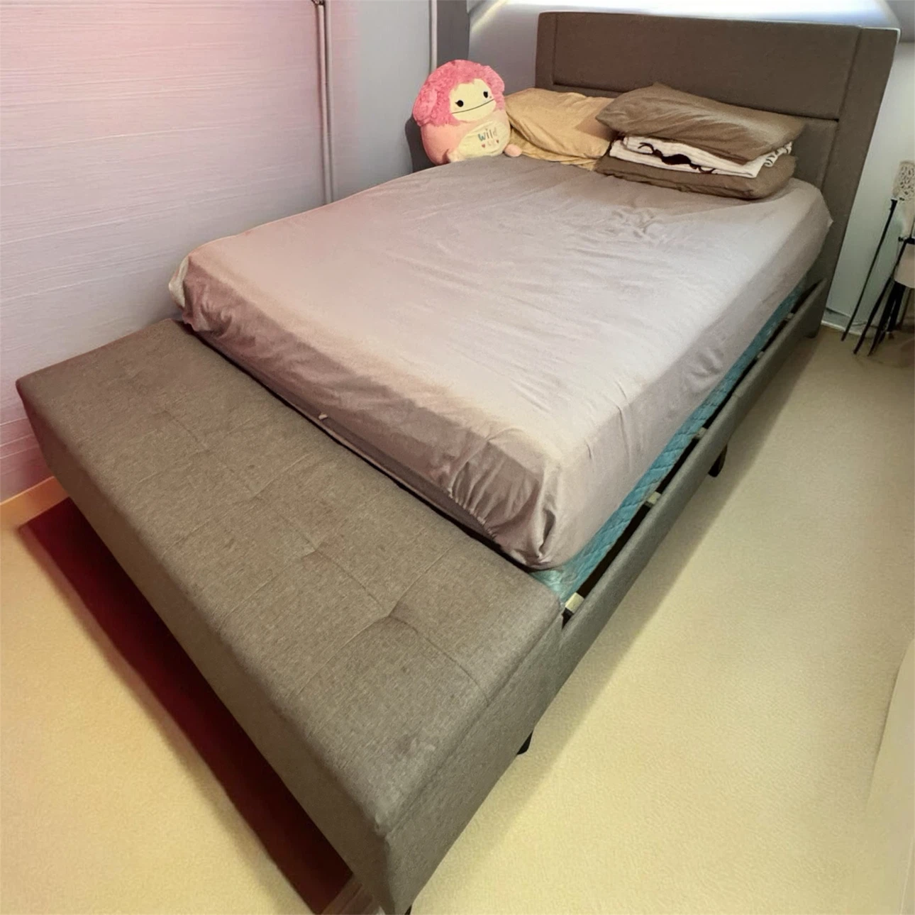 Grey Fabric Bed Frame with Bench storage from The Bricks - photo 2