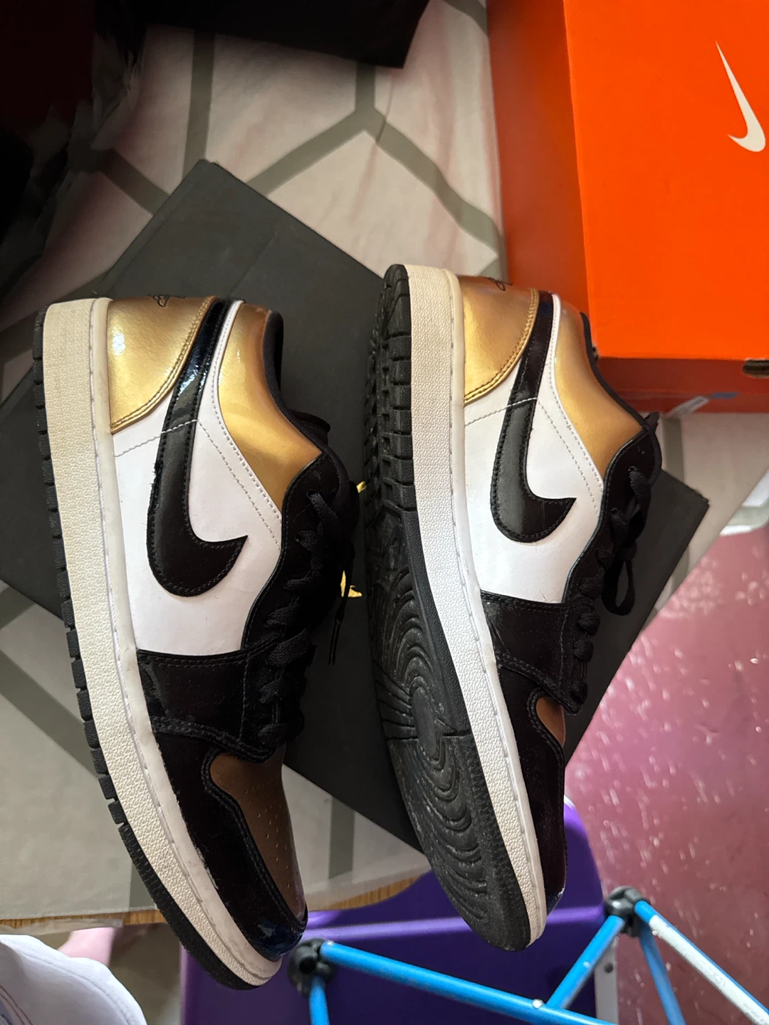 Nike Air Jordan 1 Low Gold White Black - photo 3