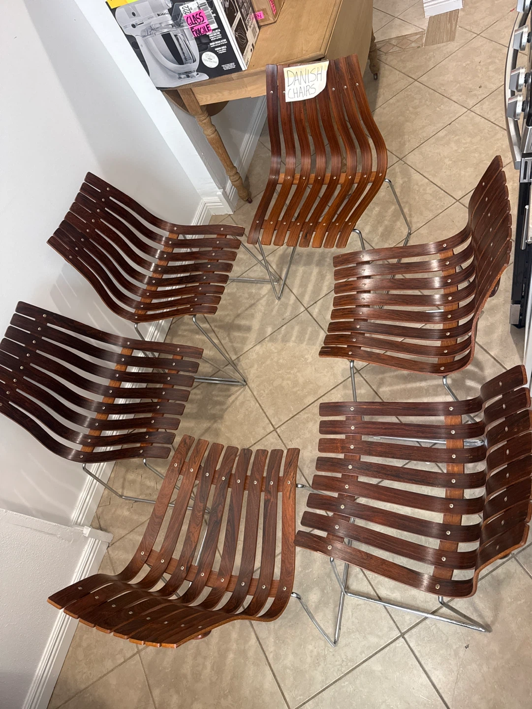 Set of 6 Danish Modern Wood Chairs