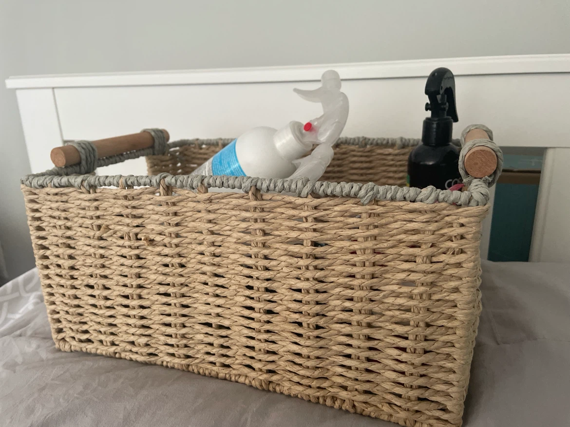 Woven Storage Basket with Wooden Handles