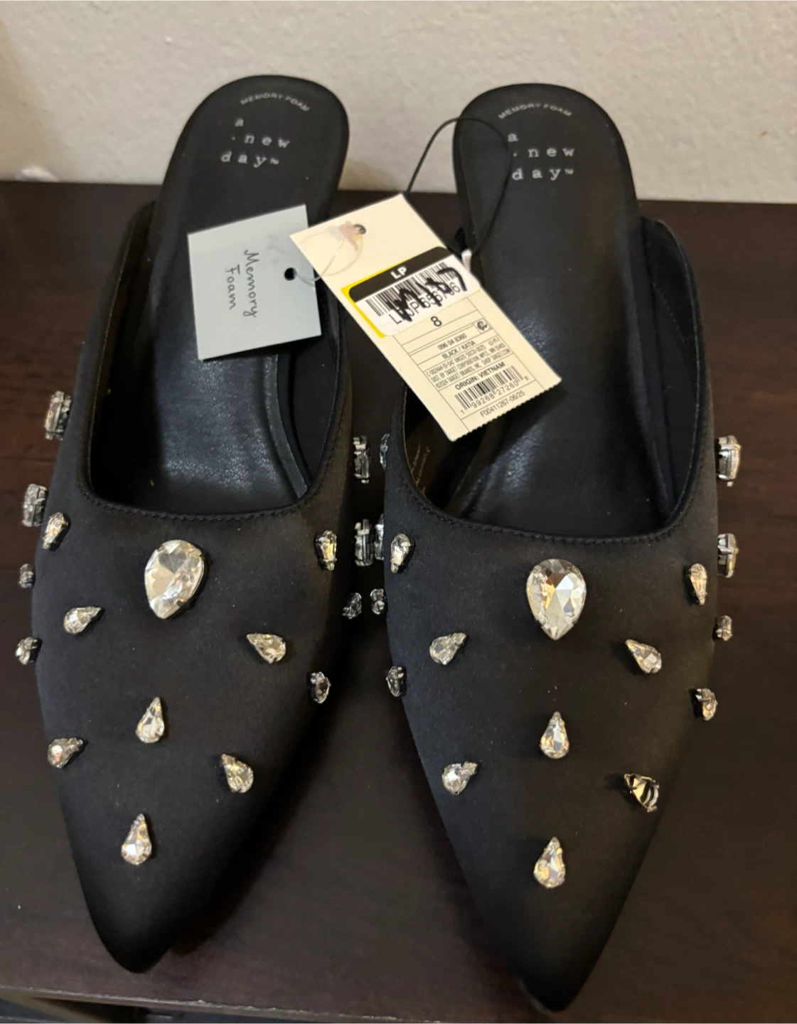 NEW-Size 8-Black Embellished Mules From Target