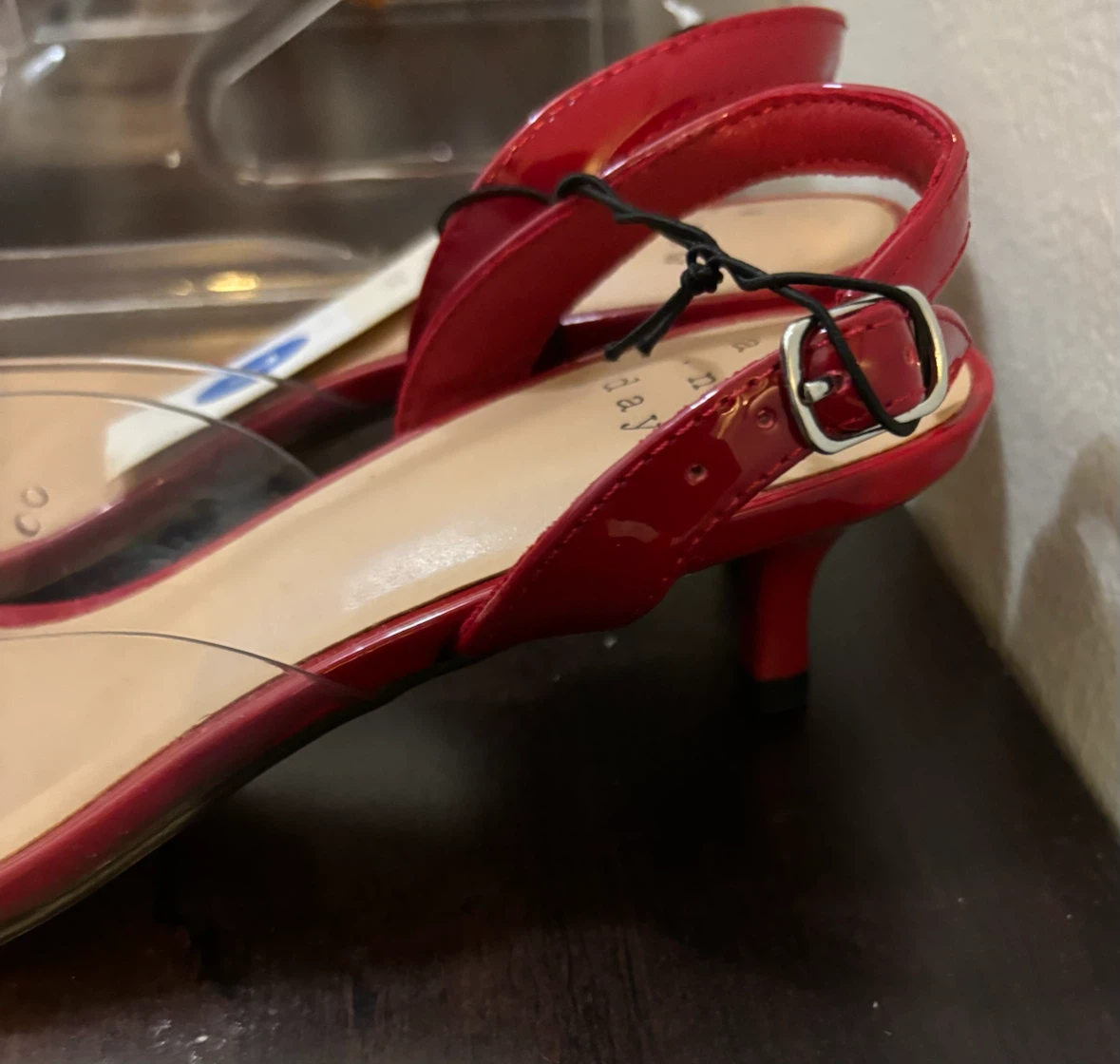 NEW-Size 7-A New Day Red Clear Slingback Heels - photo 2