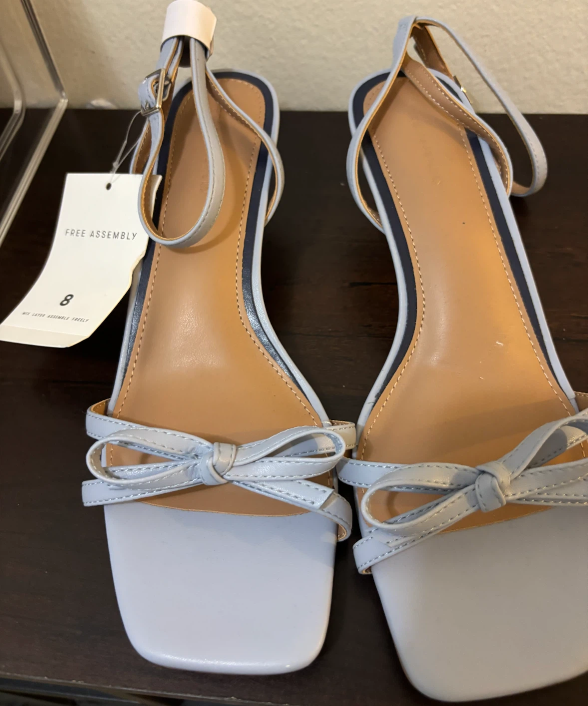 NEW-Size 8-Light Blue Bow Heel Sandals