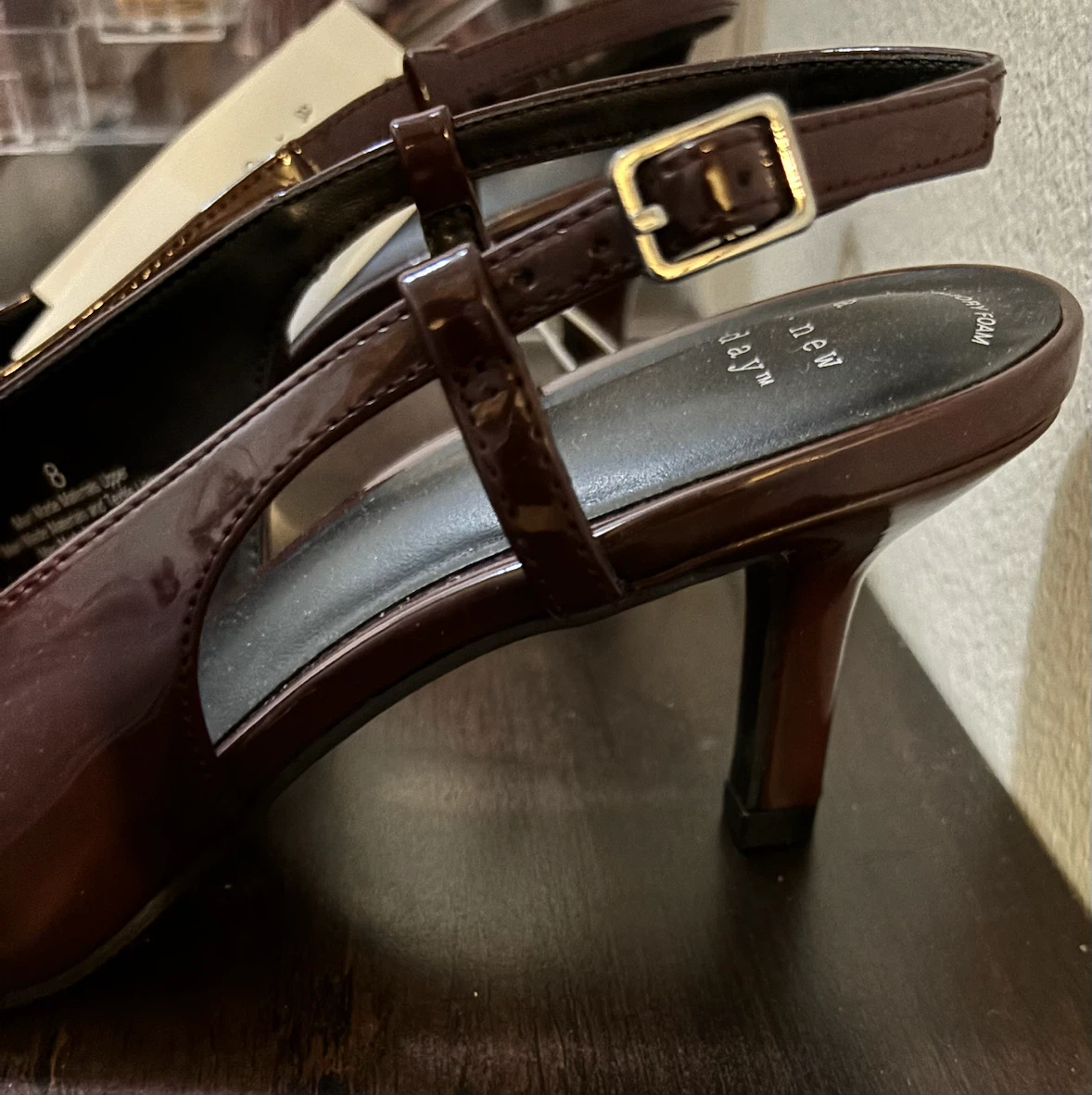 NEW-A New Day Women's Rhinestone Slingback Heels Burgundy Size 8 - photo 2