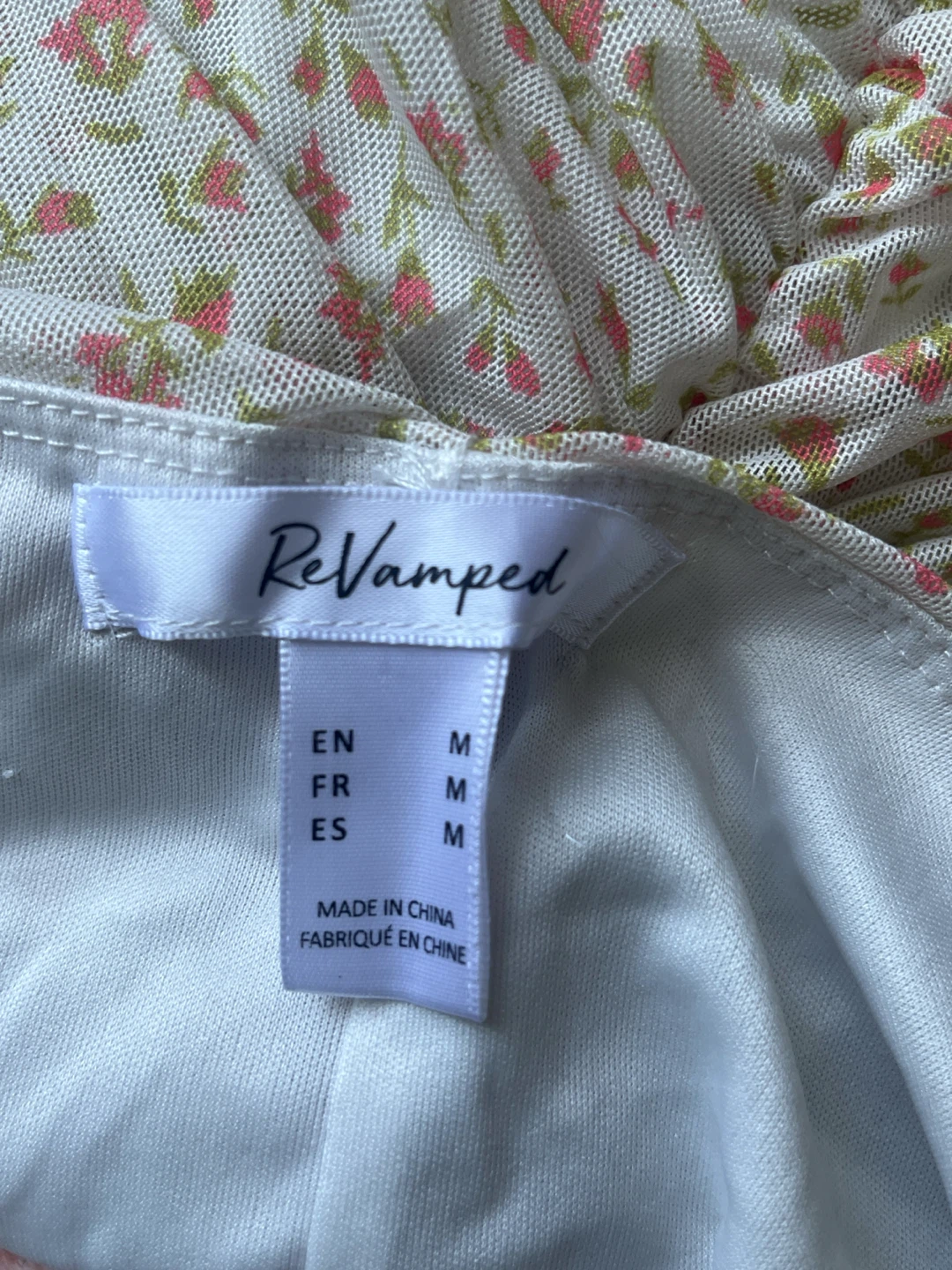 ReVamped Ruched Floral Mesh Top - Size M - photo 3