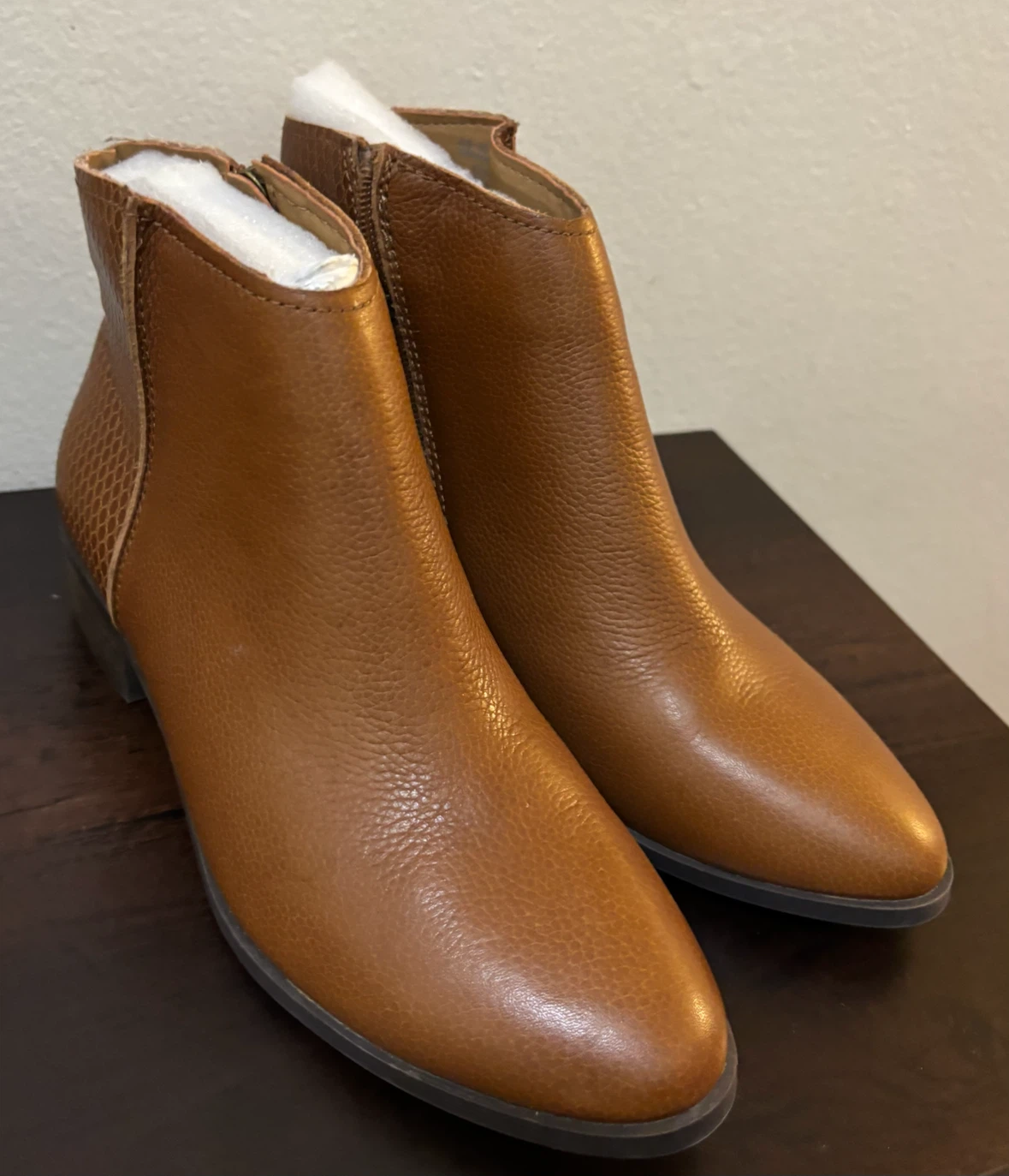 NEW- Size 6.5-Brown Leather Ankle Boots