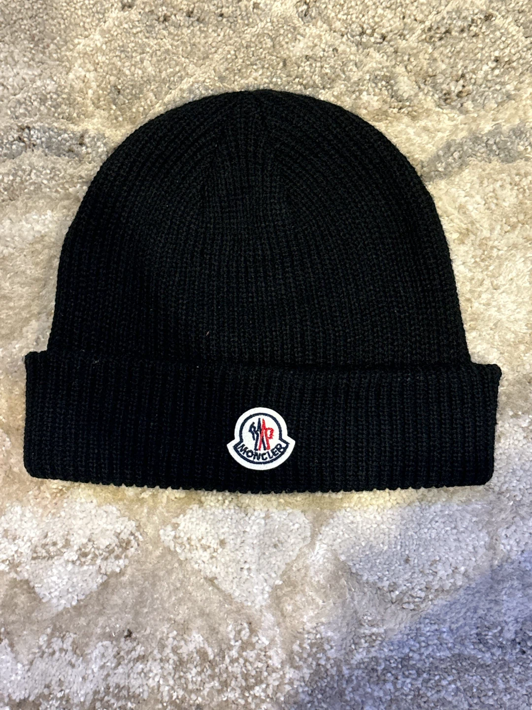 Moncler Black Ribbed Beanie