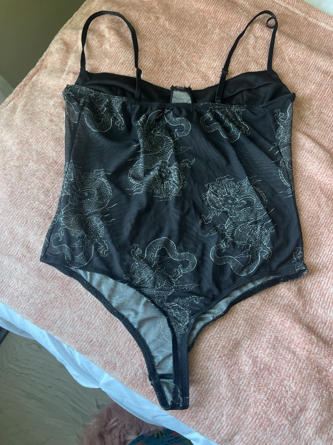 Streetwear Society Black Dragon Print Mesh Bodysuit - photo 2