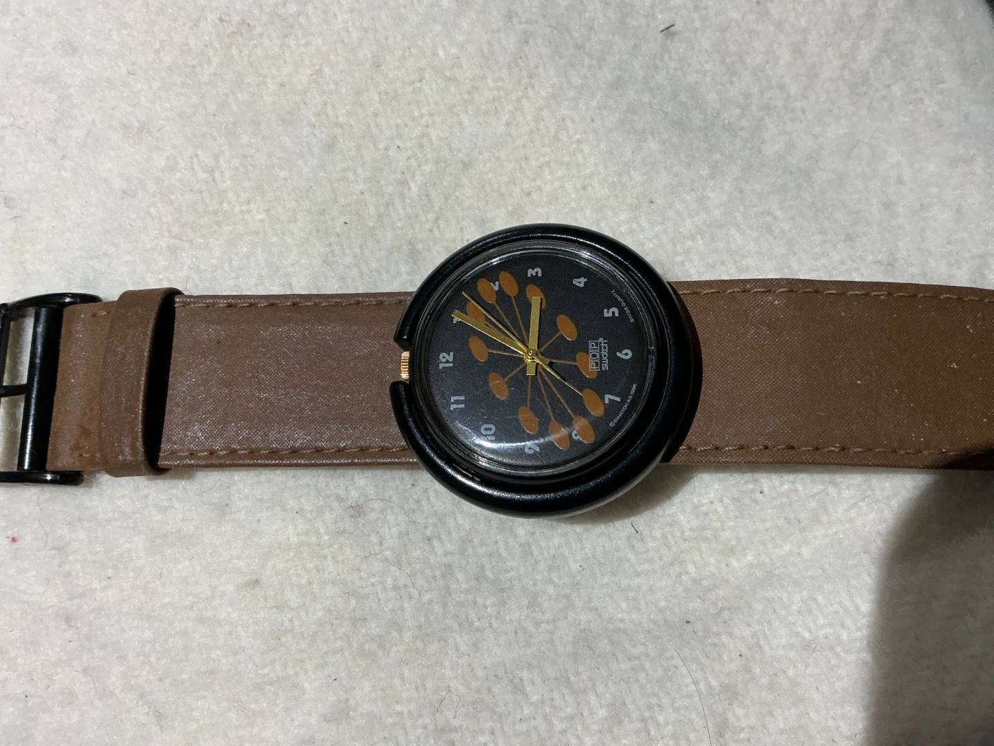 1996 Pop Swatch Brown Leather Strap