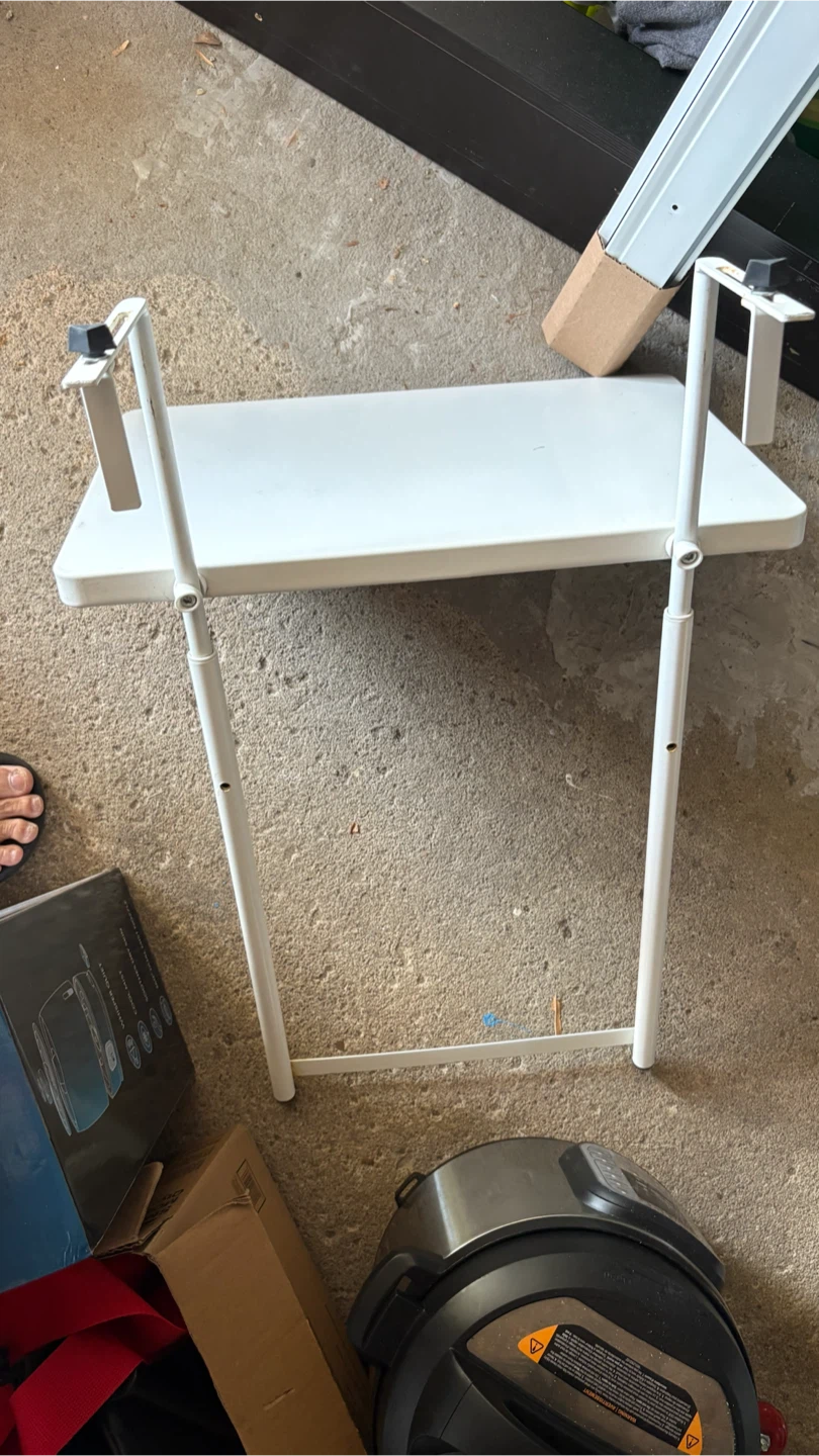 White adjustable desk shelf