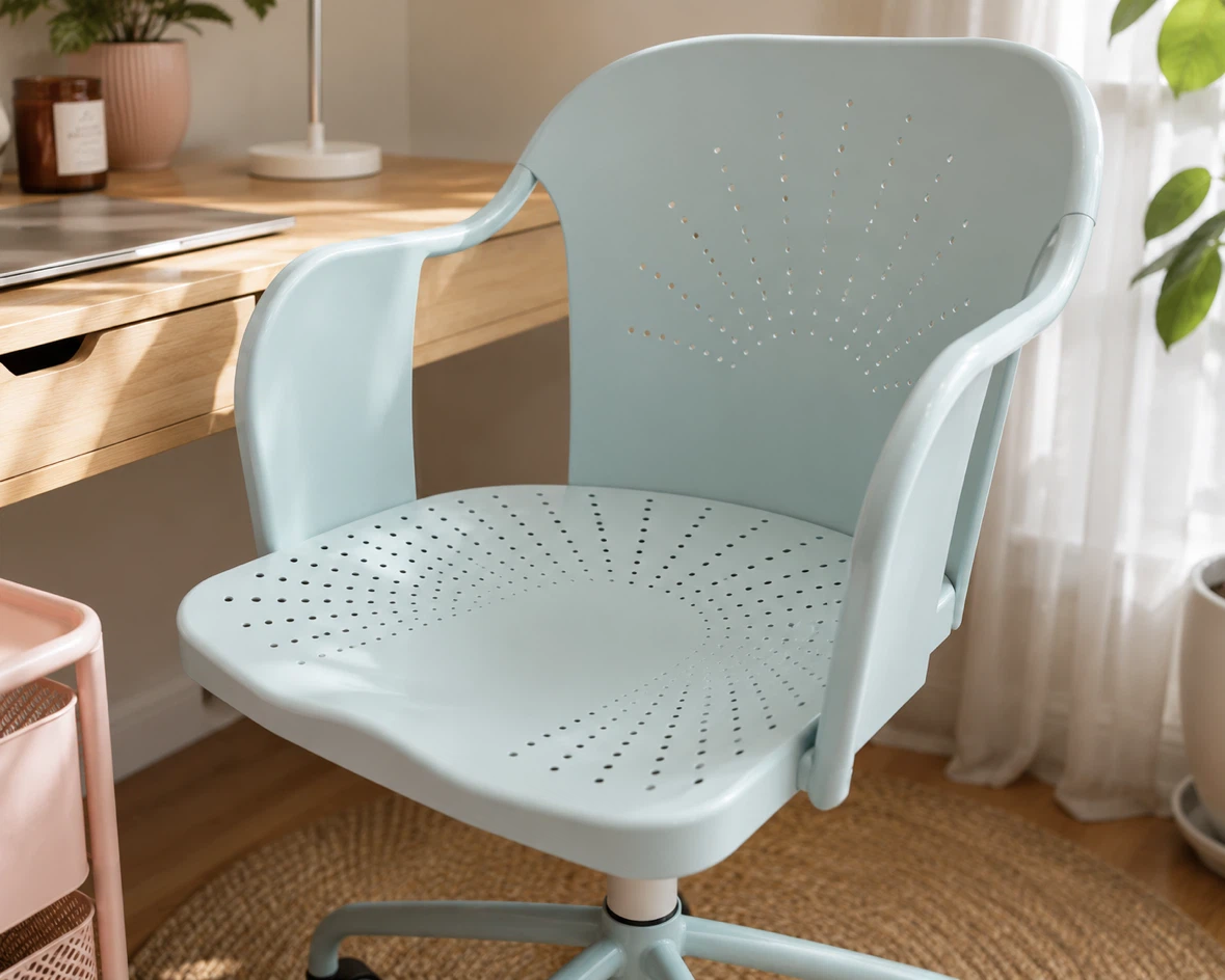 Light Blue Swivel Office Chair with Wheels - photo 2