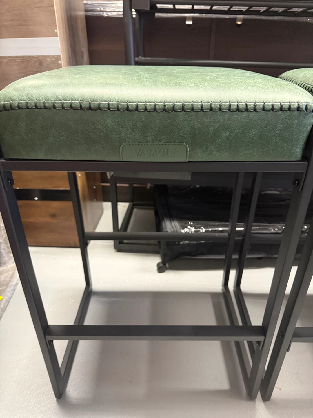 VASAGLE Green Faux Leather Bar Stools (Set of 2) - photo 3