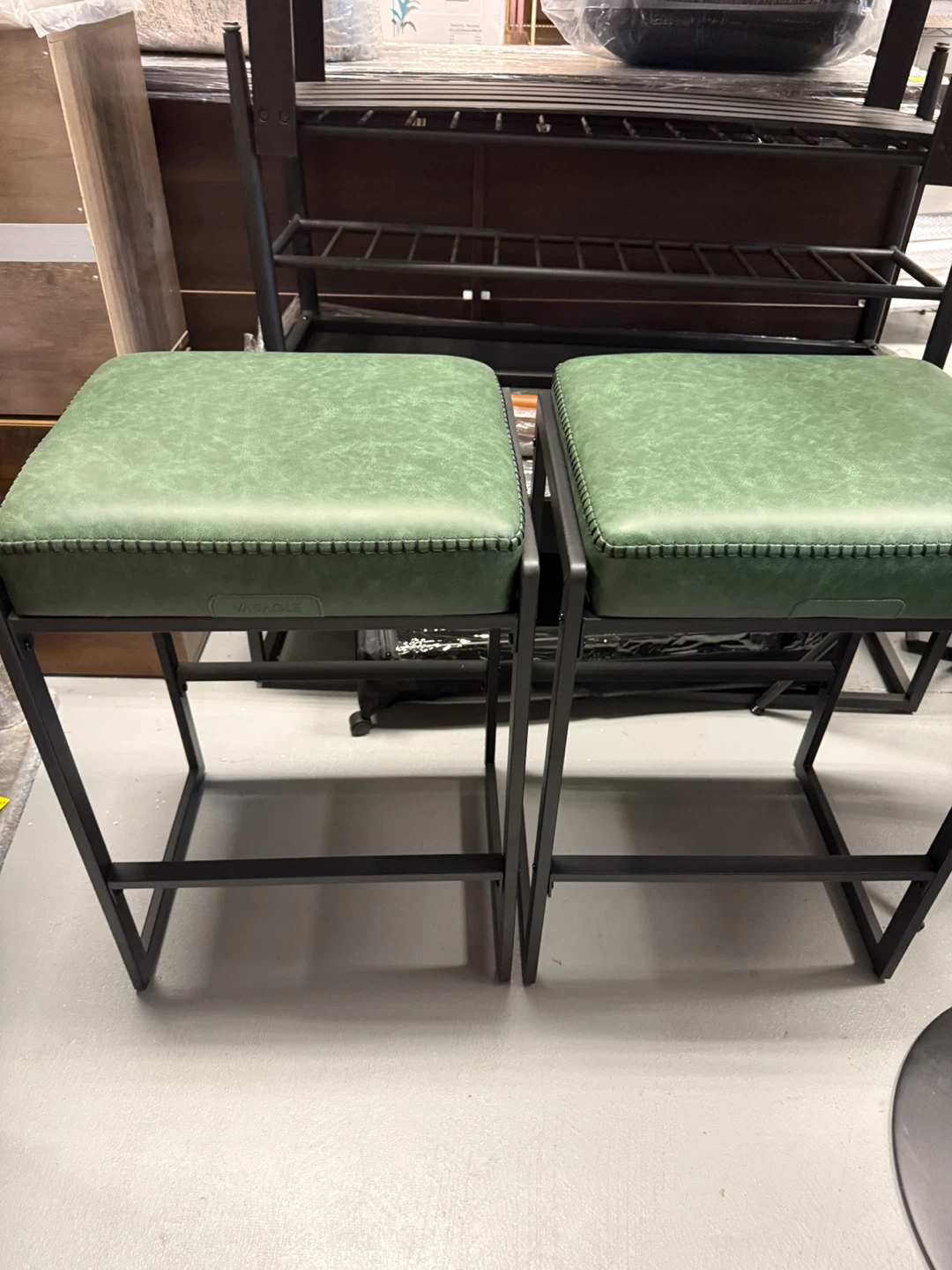VASAGLE Green Faux Leather Bar Stools (Set of 2)