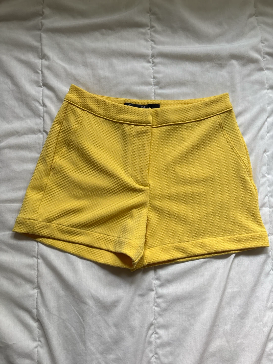 Yellow Textured Shorts