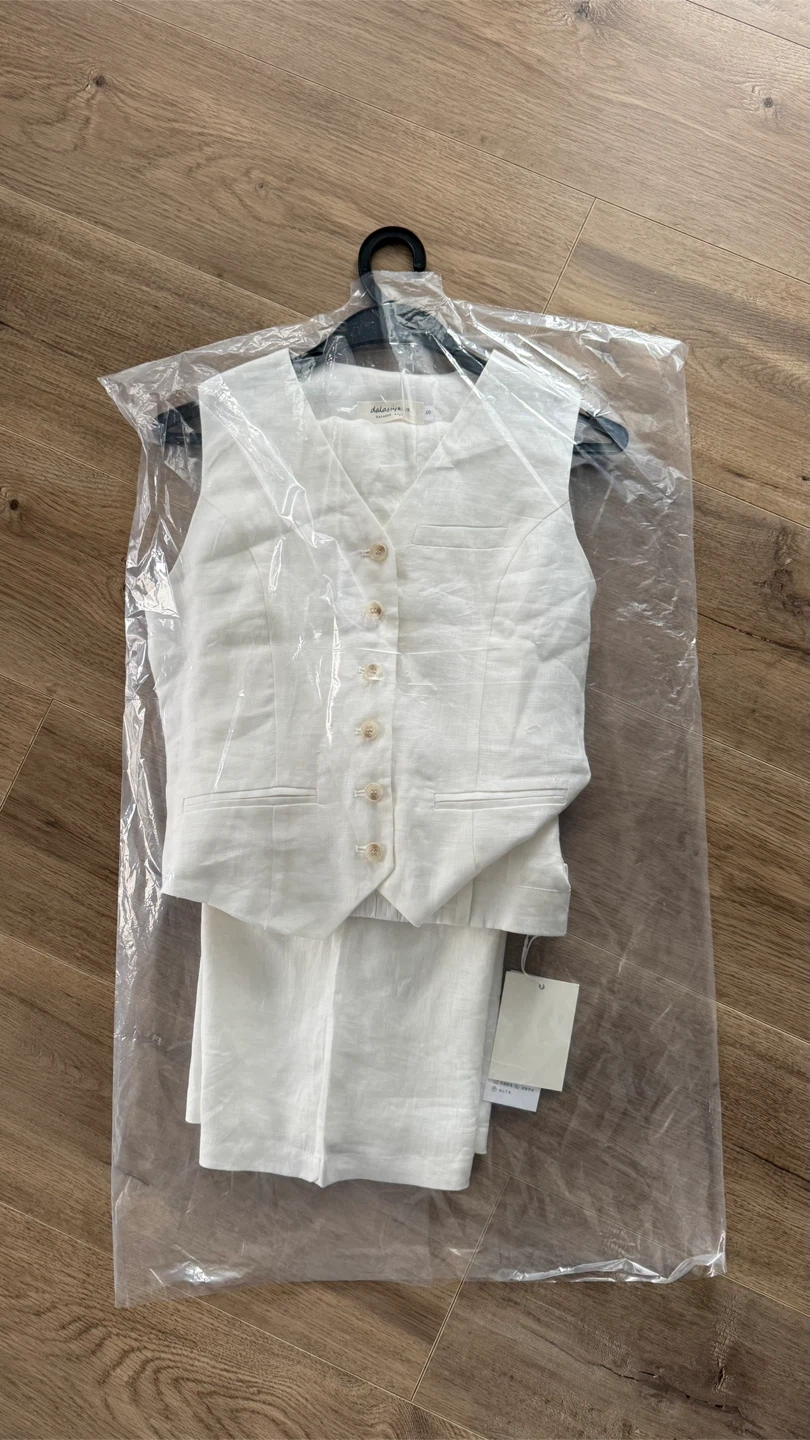 White Linen Vest & Pants Set — New w/ Tags