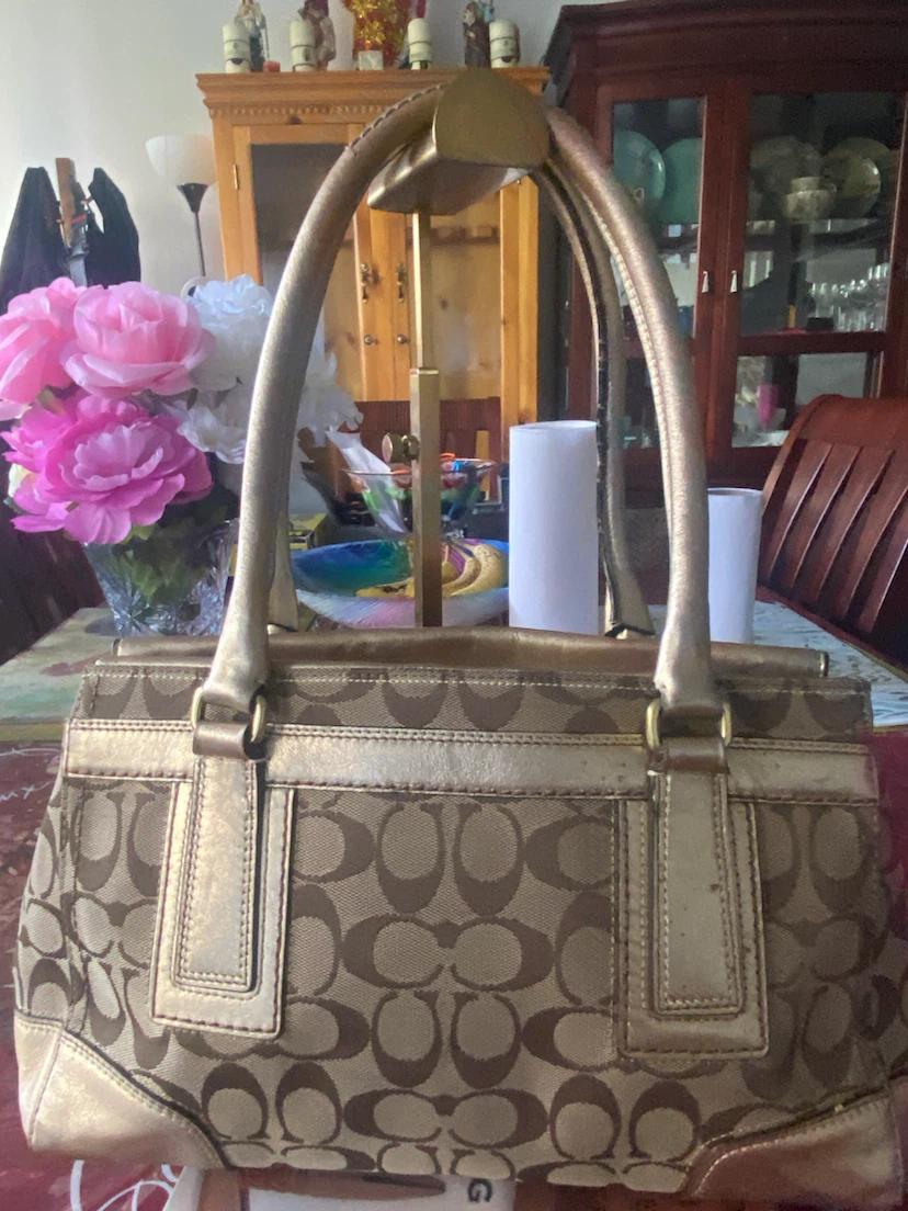 Coach Monogram Satchel Bag Gold