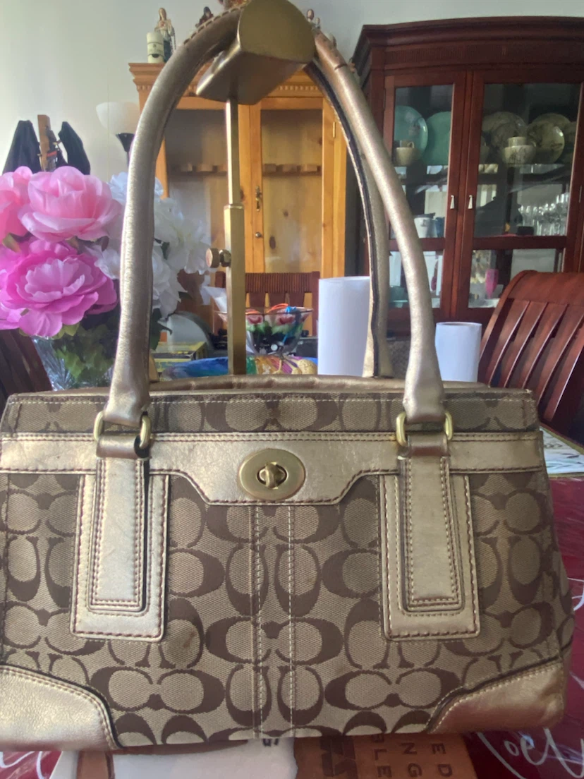 Coach Monogram Satchel Bag Gold - photo 2