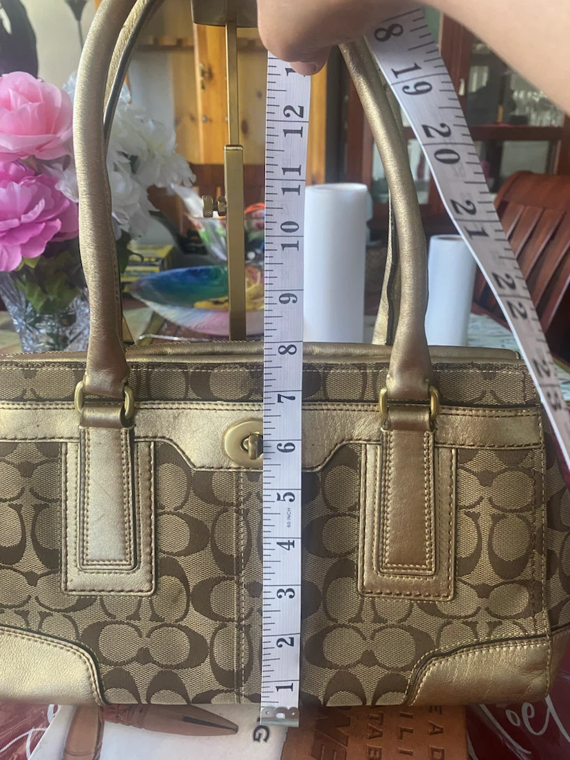Coach Monogram Satchel Bag Gold - photo 4