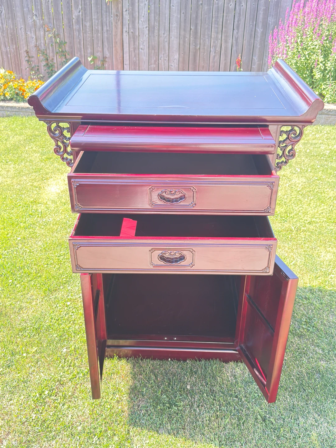 Vintage Asian Altar Cabinet / Rosewood Entryway Server - photo 3