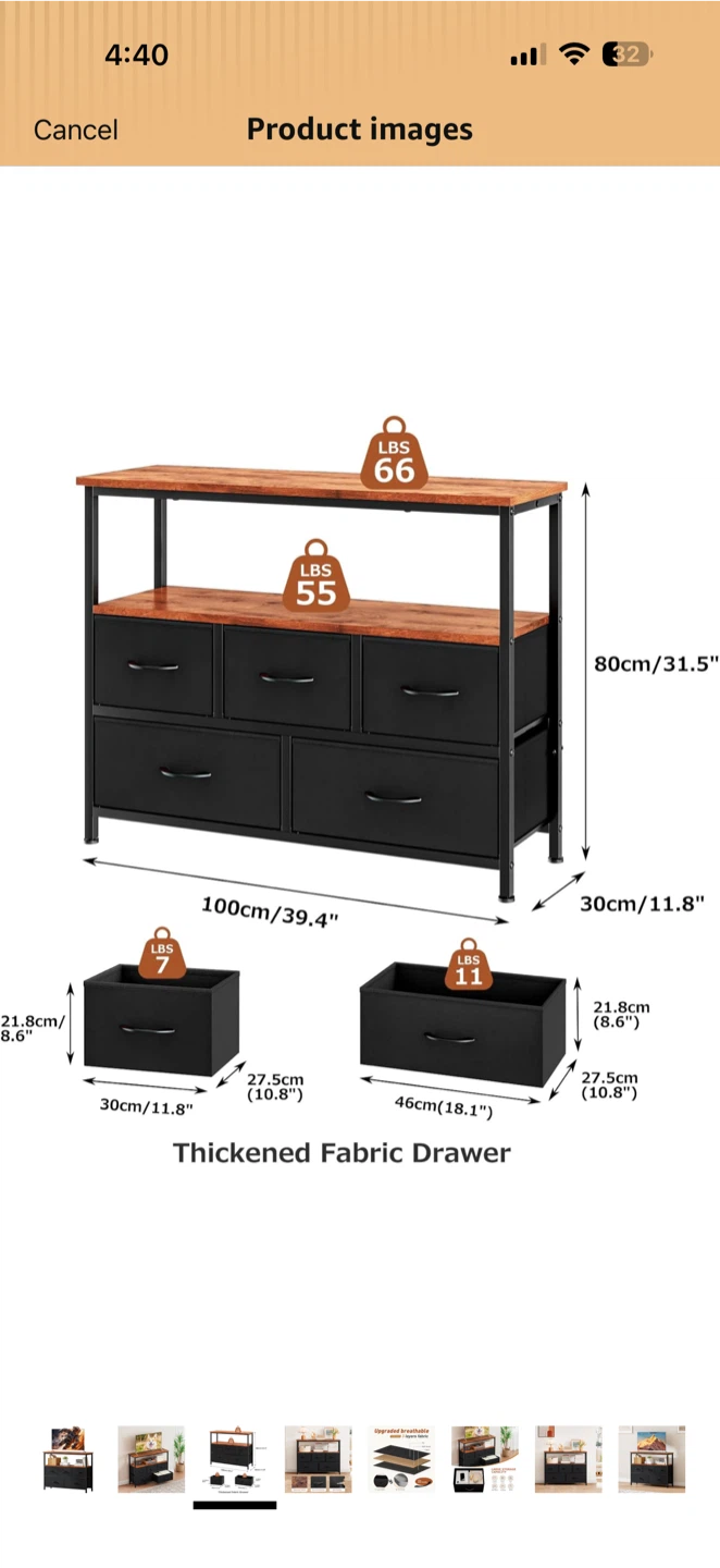 Storage Dresser with 6 Drawers and Built-in Power Outlet