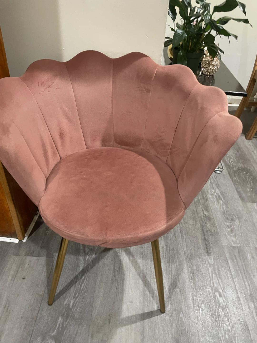 Pink Velvet Accent Chair with Gold Legs