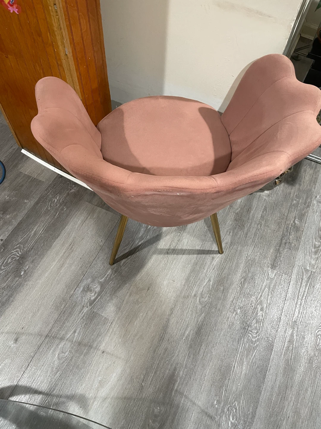 Pink Velvet Accent Chair with Gold Legs - photo 2