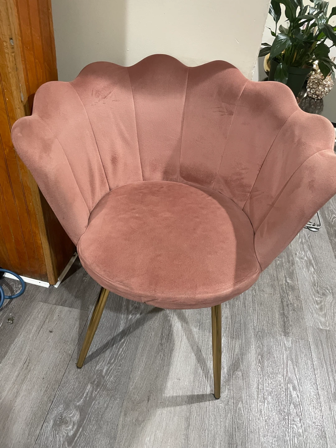 Pink Velvet Accent Chair with Gold Legs - photo 4