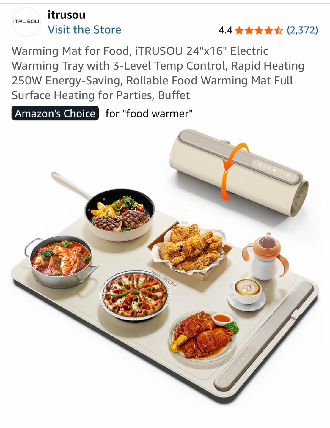 iTRUSOU Electric Food Warming Mat 24"x16" - Buffet/Party Ready
