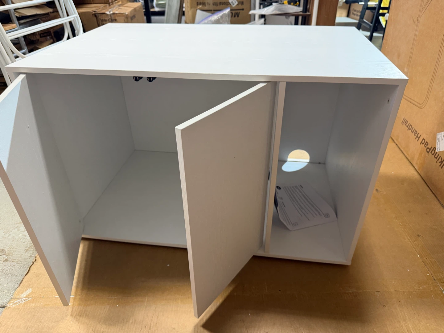 White Storage Cabinet with Doors,cat litter box enclosure - photo 2