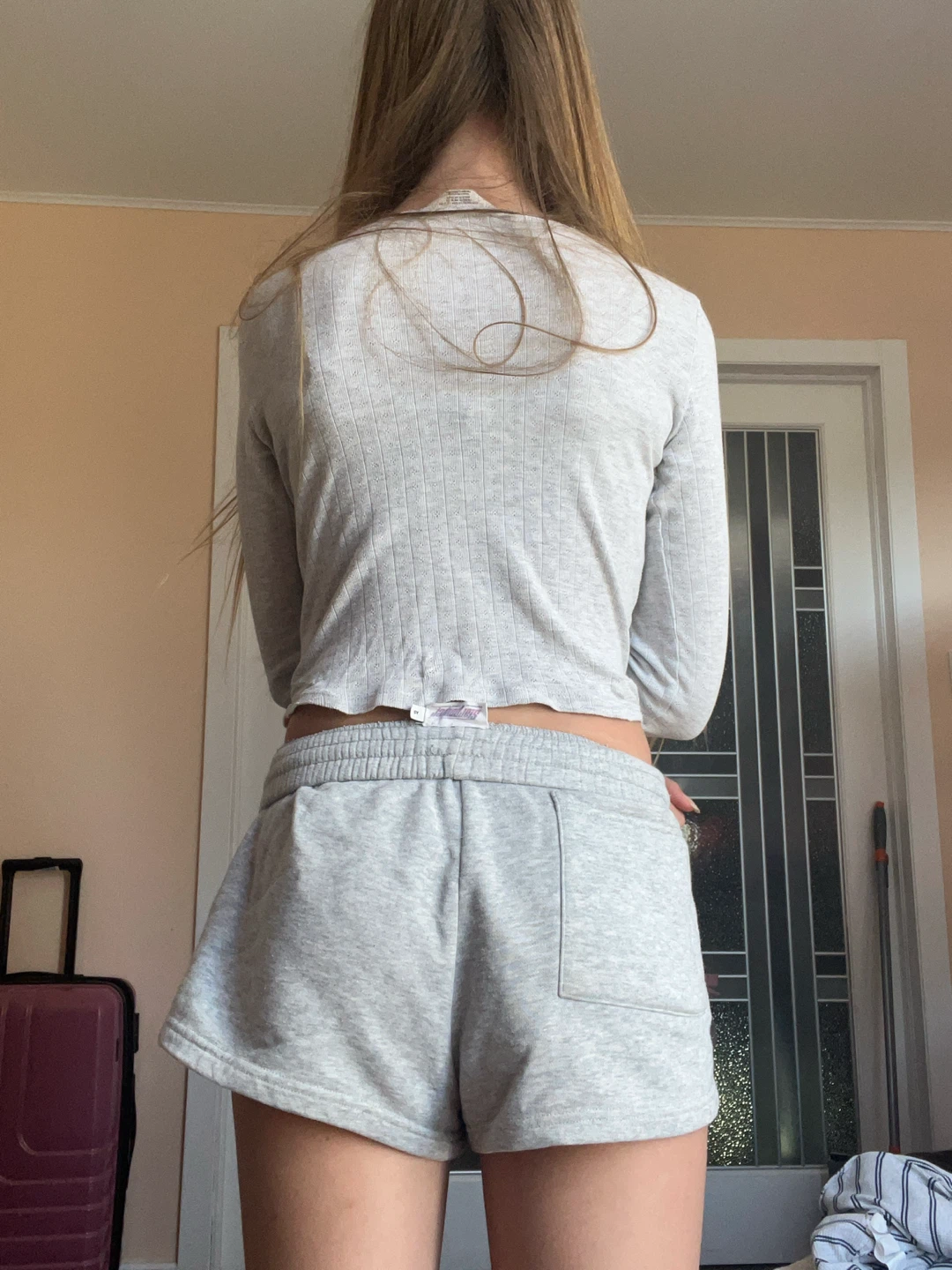 H&M Grey Ribbed Long Sleeve Crop Top - photo 4