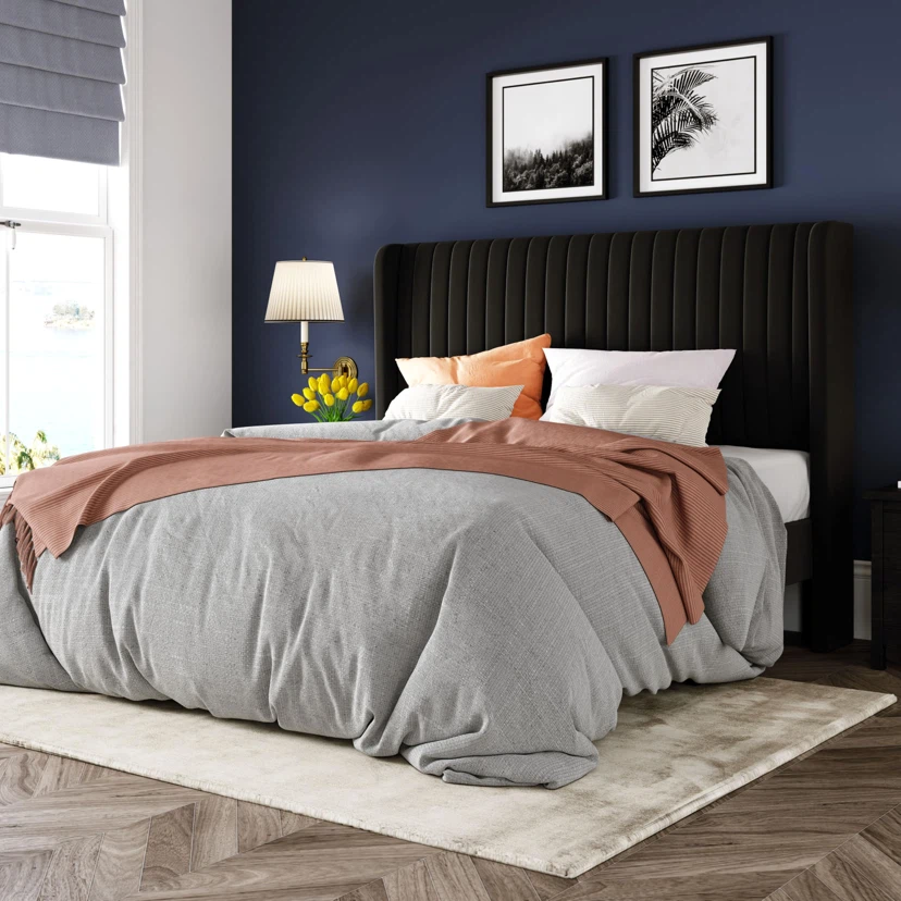 Allewie Queen Size Velvet Bed Frame