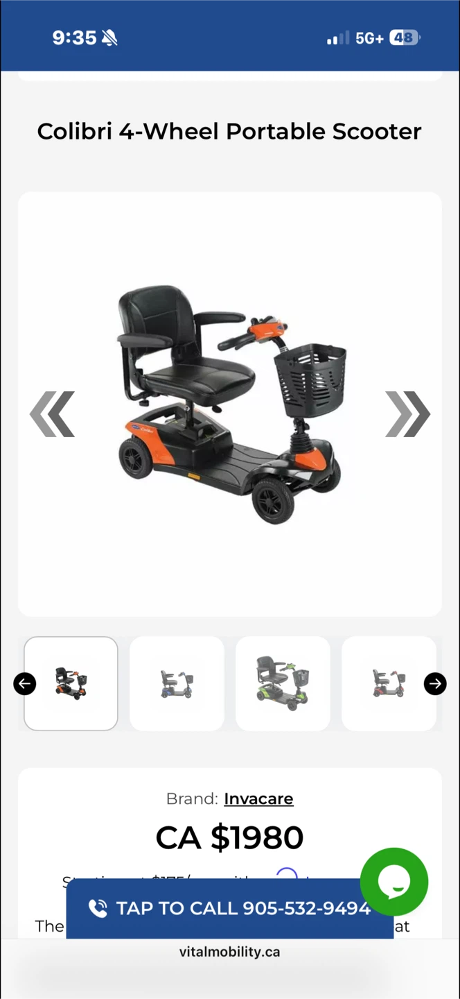 Invacare Colibri 4-Wheel Portable Scooter - photo 4