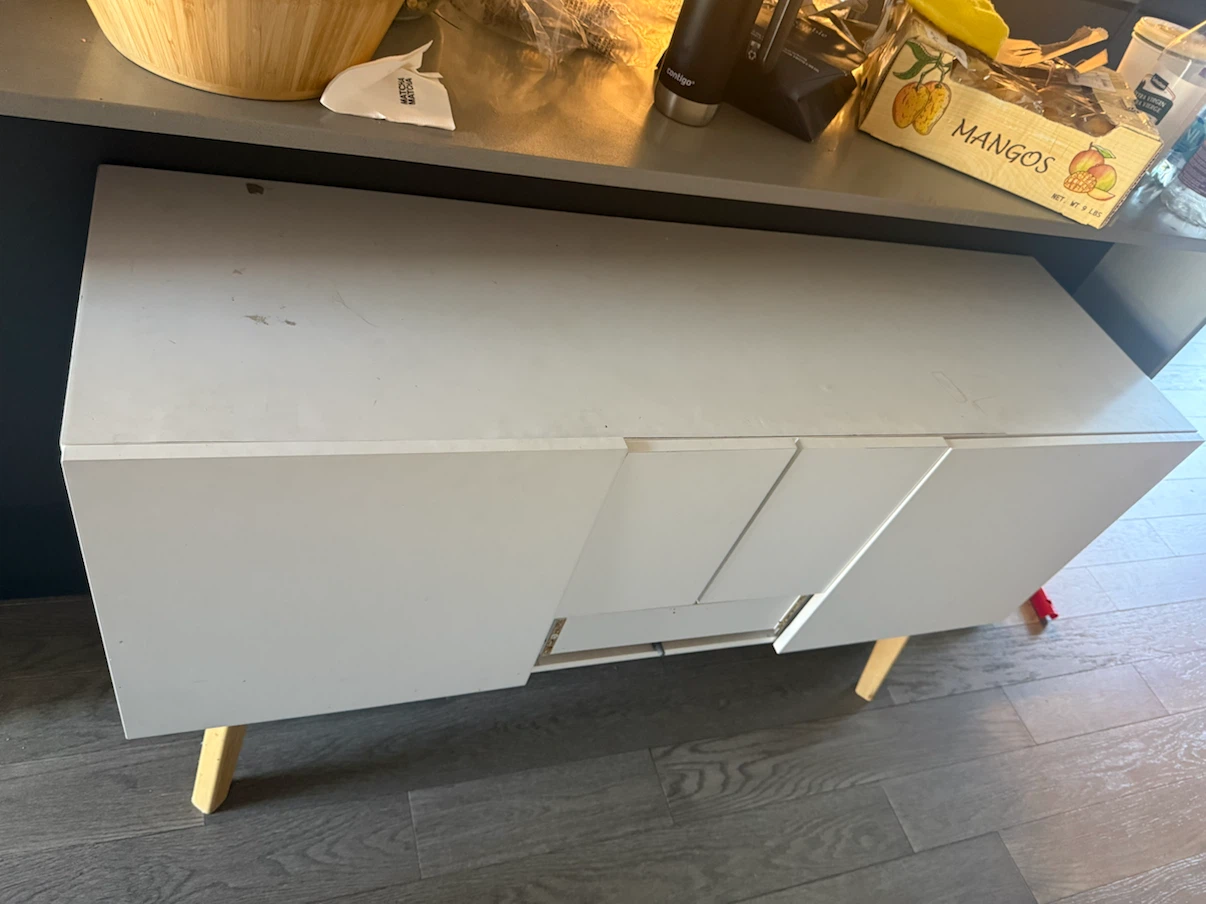 White Sideboard Cabinet with Wooden Legs - photo 2