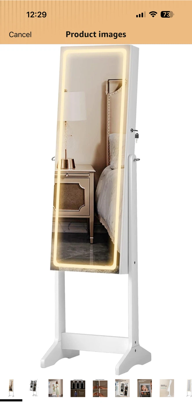 SONGMICS White LED Mirror Jewelry Cabinet Armoire - photo 3